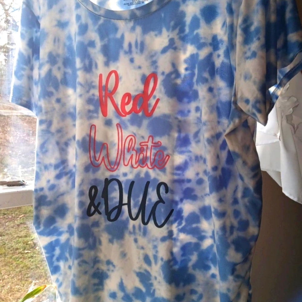 Red, White and DUE Maternity Shirt